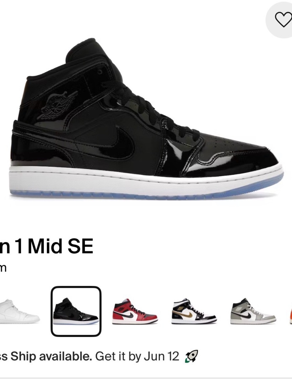 Jordan Mid-Top Patent Leather Sneaker in Black and White space jam